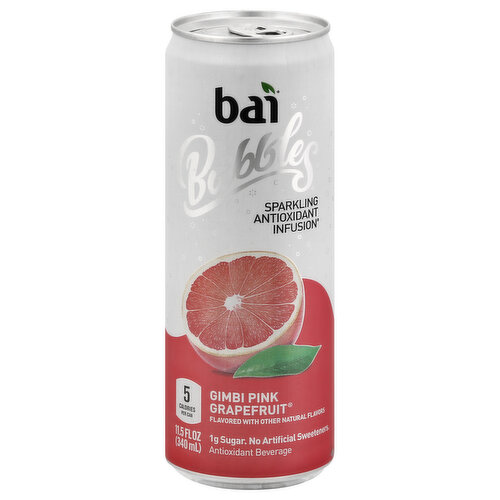 Bai Bubbles Sparkling Water, Antioxidant Infusion, Gimbi Pink Grapefruit