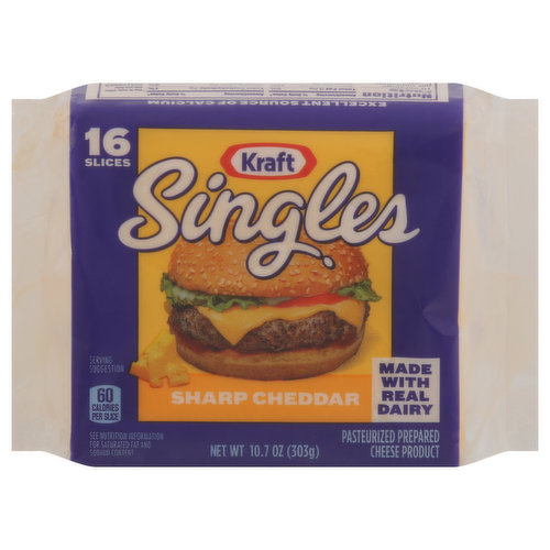 Kraft Singles Cheese Slices, Sharp Cheddar