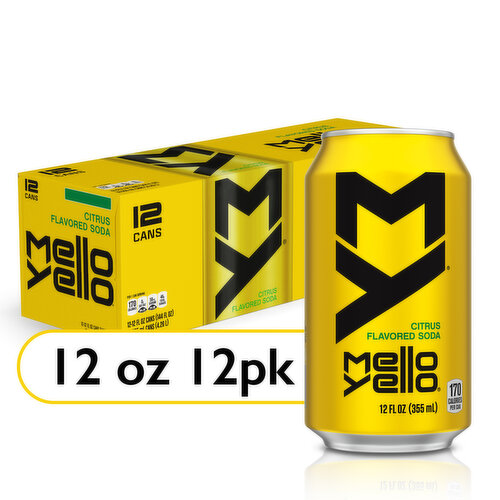 Mello Yello  Citrus Flavored Soda Soft Drinks, 12 fl oz