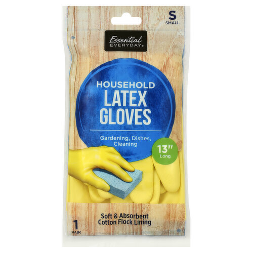 Essential Everyday Latex Gloves, Household, Small