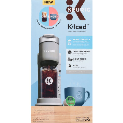 The Kerog　24AW Theory Woodmere3 Larin Keurig K-Iced Single Serve K-Cup Pod Coffee Maker, Gray, 1