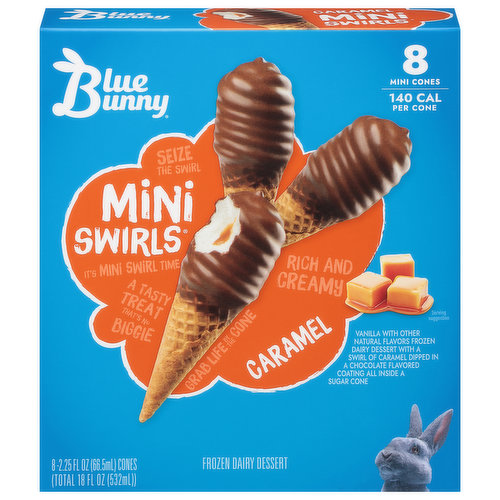Blue Bunny Mini Swirls Frozen Dairy Dessert, Caramel