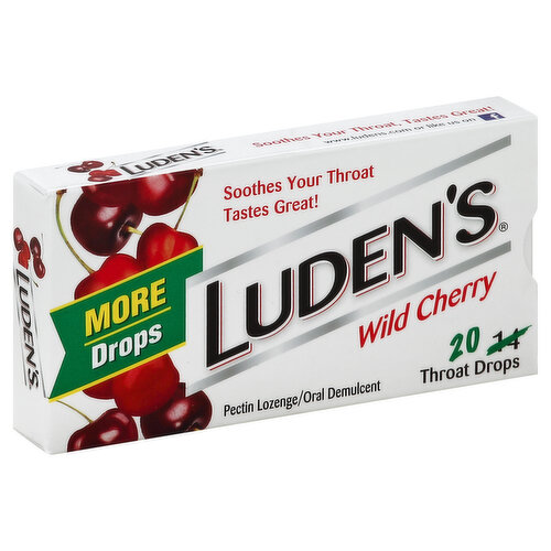 Ludens Throat Drops, Pectin Lozenge/Oral Demulcent, Wild Cherry