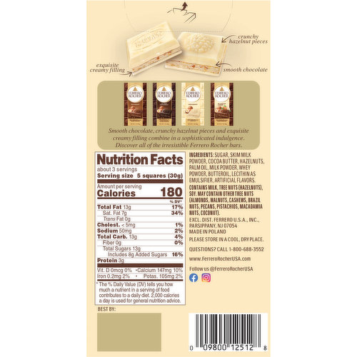 Ferrero Tab Hazelnut White Chocolate My American Shop