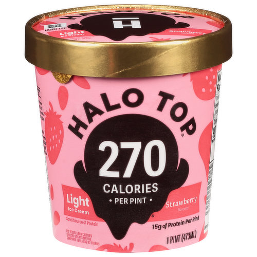 Halo Top Ice Cream, Light, Strawberry Flavored