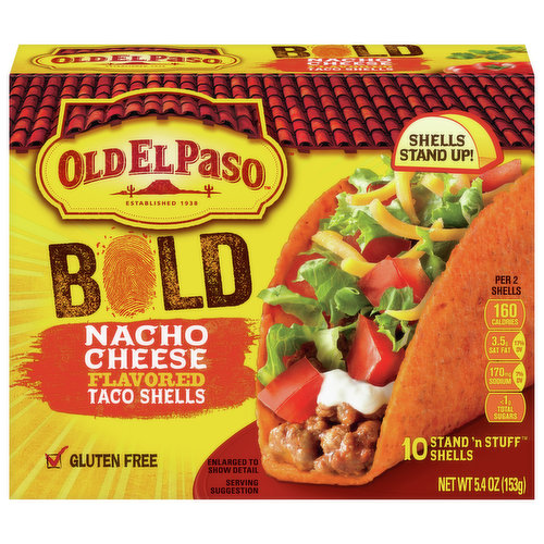 Old El Paso Taco Shells, Bold Nacho Cheese Flavored, Stand 'n Stuff