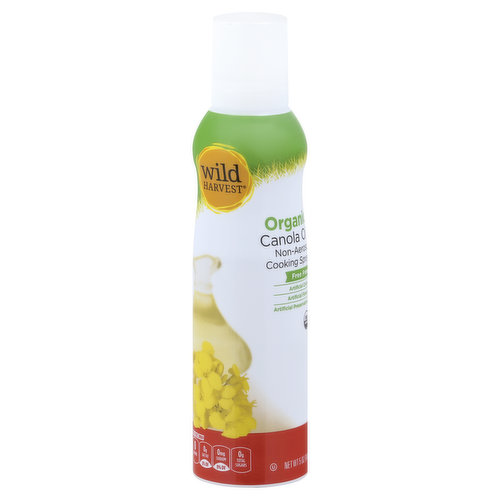 Free from: artificial flavors. Per 1/4 Sec. Spray: 0 calories; 0 g sat fat (0% DV); 0 mg sodium (0% DV); 0 g total sugars. USDA Organic. Certified Organic by Bureau Veritas. Free from: artificial colors; artificial preservatives. 100% Quality Guaranteed: Like it or let us make it right. That's our quality promise. www.mywildharvest.com. To learn more about Wild Harvest products, including our full line of organic products, and for recipes, please visit www.mywildharvest.com. Product of Romania and Ukraine. Packed in Spain.