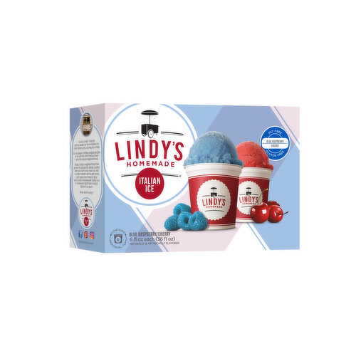 Lindy's Italian Ice, Blue Raspberry & Cherry, 6 Cups