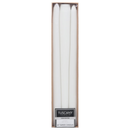 Tuscany Candle Tapers Candles, Unscented, 10 Inch, 6 Pack