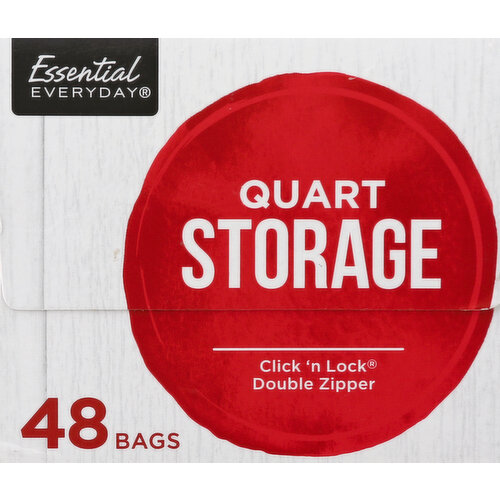 Essential Everyday Freezer Bags, Double Zipper, Quart, Plastic Bags