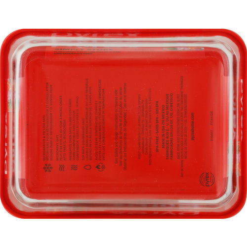 Pyrex 7211 6-Cup Glass Food Storage Dish and 7211-PC Poppy Red Plastic Lid (4-Pack)