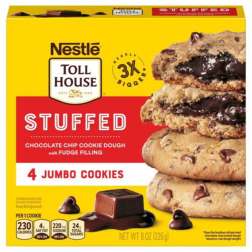 Toll House Cookies, Chocolate Chip Cookie Dough with Fudge Filling, Stuffed, Jumbo