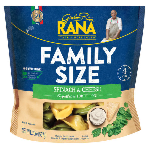 Rana Tortelloni, Spinach & Cheese, Family Size