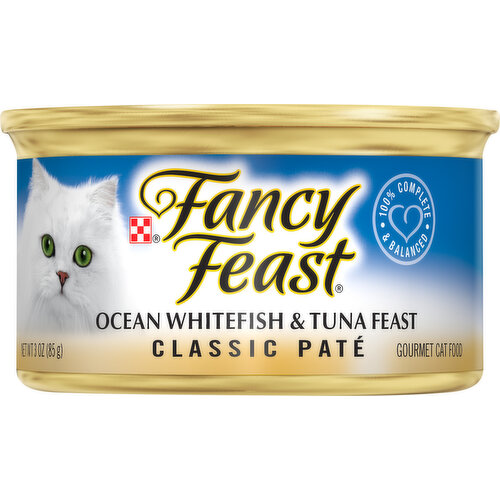 Purina Fancy Feast Grain Free Pate Wet Cat Food; Ocean Whitefish & Tuna Feast - 3 oz. Can