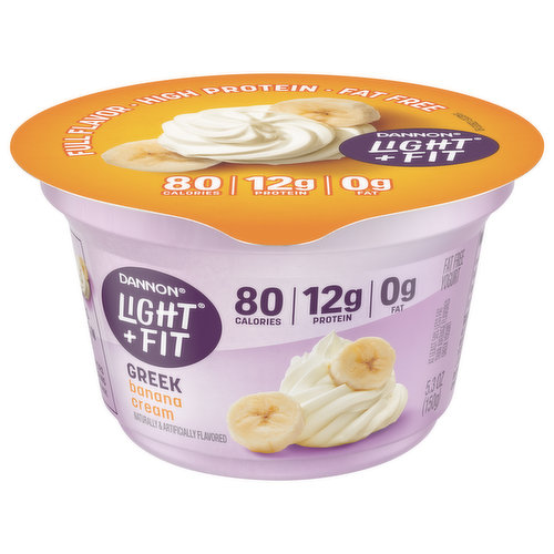 Dannon Light + Fit Yogurt, Fat Free, Greek, Banana Cream