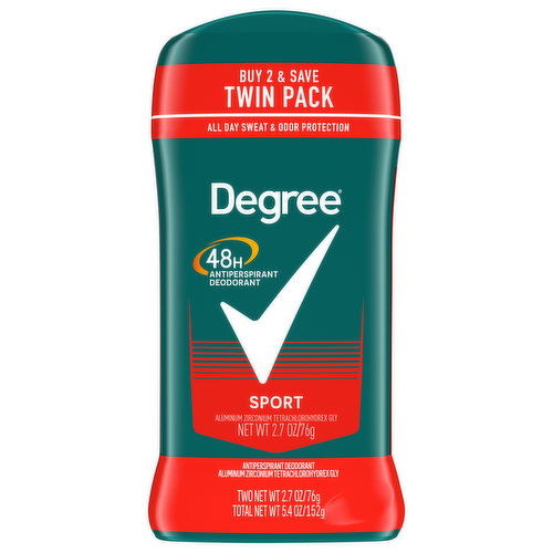 Degree Sport Antiperspirant Deodorant, Twin Pack