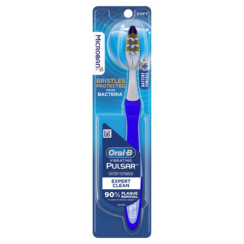 Oral-B Pulsar Vibrating Pulsar Battery Toothbrush with Microban, Plaque Remover for Teeth, Soft, 1 Count