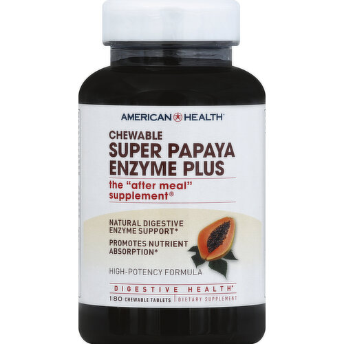 American Health Super Papaya Enzyme Plus, Chewable Tablets