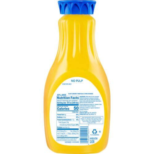 Tropicana orange best sale juice no pulp