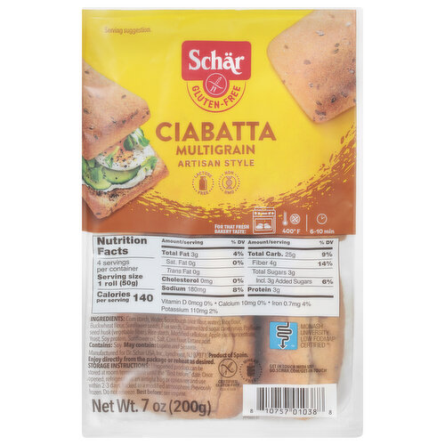 Schar Ciabatta, Multigrain, Artisan Style