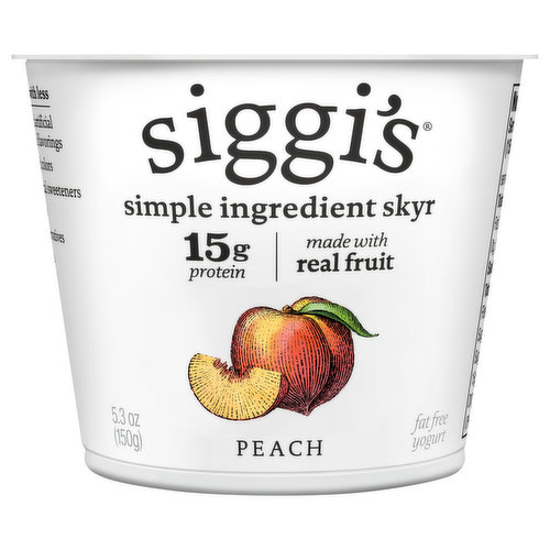 Siggi's Yogurt, Peach, Fat Free