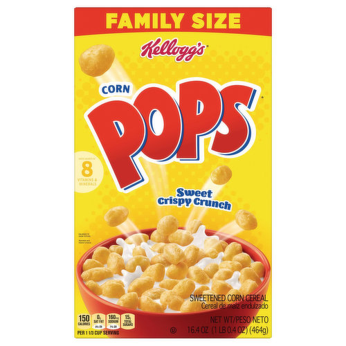 Corn Pops Corn Cereal, Sweetened, Family Size