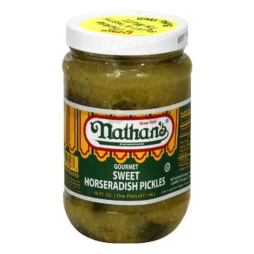 Nathan's Sweet Horseradish Pickles, Gourmet