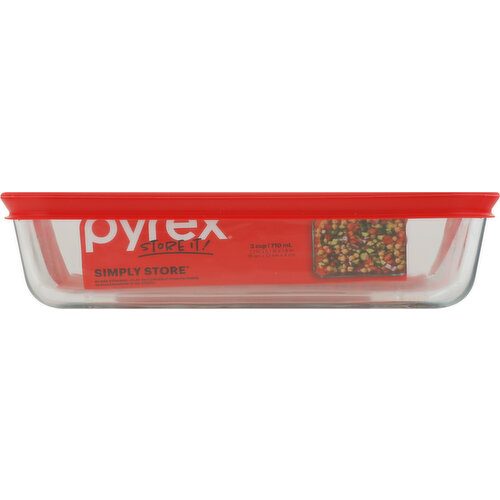 Pyrex Simply Store 3-Cup Rectangle Glass Storage Container with