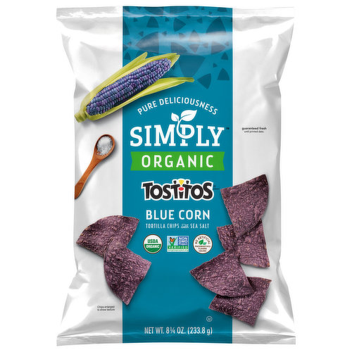 Simply Organic Tortilla Chips with Sea Salt, Blue Corn