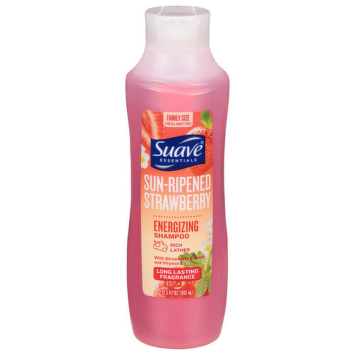 Suave Essentials Shampoo, Energizing, Sun-Ripened Strawberry, Family Size