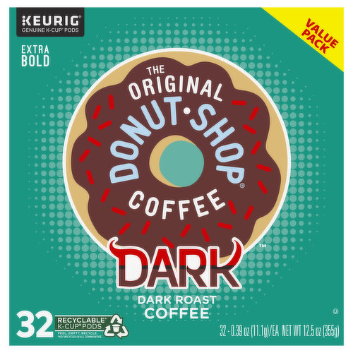 Donut Shop Coffee, Dark Roast, Dark, K-Cup Pods, Value Pack