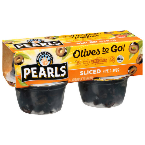 Pearls Olives to Go Olives, Ripe, Sliced