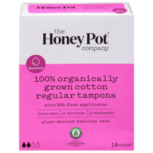 The Honey Pot Company Tampons, 100% Organic, Regular, Menstrual