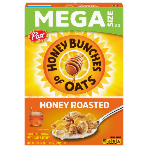 Honey Bunches of Oats Cereal, Honey Roasted, Mega Size
