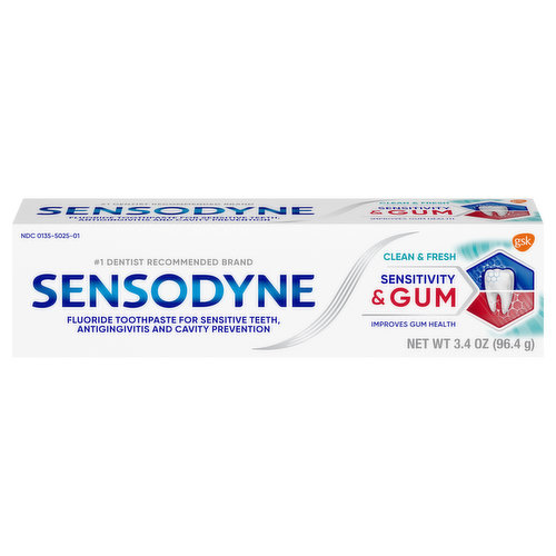 Sensodyne Toothpaste, Sensitivity & Gum, Clean & Fresh