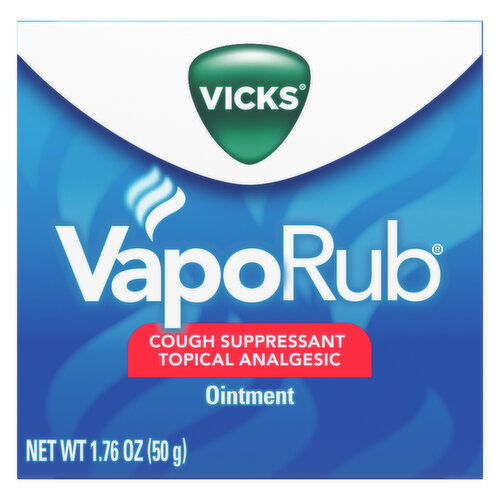 Vicks Vaporizing Decongestant Vicks VapoRub, Topical Chest Rub & Analgesic Ointment, Over-the-Counter Medicine, 1.76 Oz