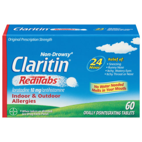 Claritin RediTabs Allergy, Original Prescription Strength, 10 mg, Non-Drowsy, Tablets