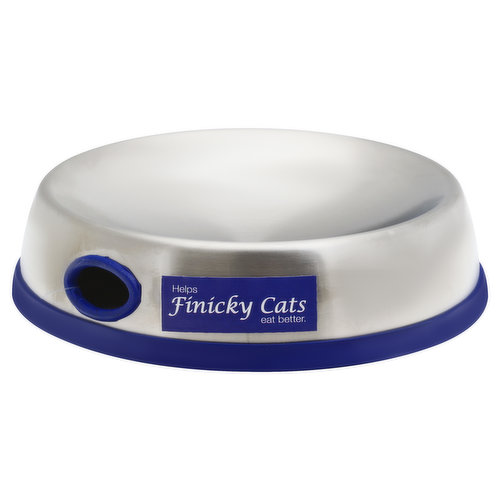 Relieves whisper discomfort. The Whisker Comfort Cat Bowl is designed to eliminate whisker stress (also called whisker fatigue) when your cat is eating. Whisker stress happens when a cat's ultra sensitive whiskers are constantly touching the sides of the bowl. This can result in lack of interest in food, finicky eating habits and irritability. The Whisker Comfort Cat Bowl features a gently curving surface as the cat's whiskers never come in contact with the bowl's sides. The curved surface also ensures that food settles to the bowl's nei. and does not get pushed into the edge of the bowl and abandoned. Whisker Comfort Cat Bowl also includes: Easy to clean, bacteria resistant, stainless steel construction; Medical grade silicone non-skid edging (removable for easy cleaning); A cushioned finger hole for easy lifting. Made in India.