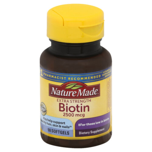 Nature Made Biotin, 2500 mcg, Extra Strength, Softgels