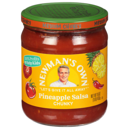 Newman's Own Salsa, Pineapple, Medium Chunky