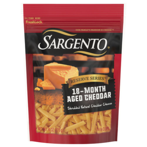 Sargento Reserve Series Shredded Cheese, 18-Month Aged Cheddar