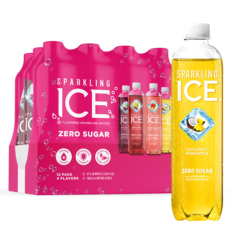 Sparkling Ice Bold, crisp and tropical, these four flavor favorites pack a real punch. The Sparkling Ice Pink Pack (Black Cherry, Peach Nectarine, Coconut Pineapple, Fruit Punch) includes four refreshing, zero-sugar flavors to keep you hydrated and happy.