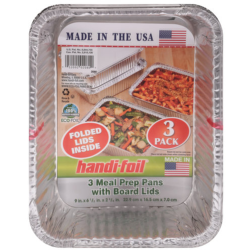 Handi-Foil Meal Prep Pans with Board Lids, 3 Pack