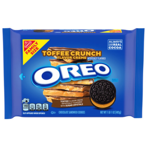 Oreo Chocolate Sandwiches Cookies, Toffee Crunch Flavor Creme, Family Size