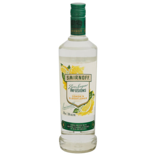 Smirnoff Infusions Vodka, Zero Sugar, Lemon & Elderflower