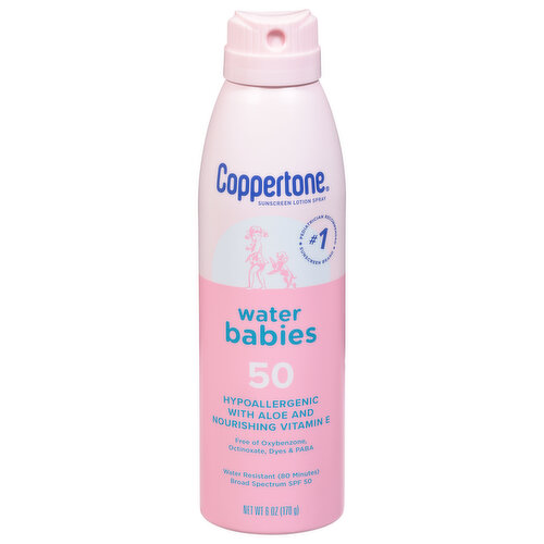 Coppertone Water Babies Sunscreen Lotion Spray, Broad Spectrum SPF 50