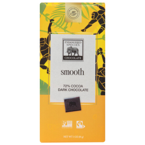 Endangered Species Dark Chocolate, Smooth, 72% Cocoa