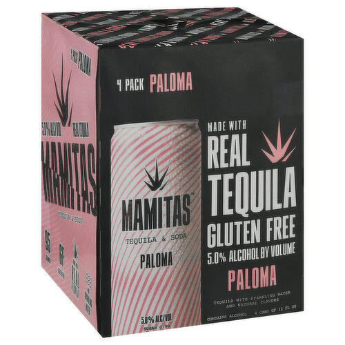 Mamitas Tequila & Soda, Paloma, 4 Pack