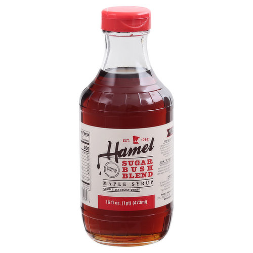 Hamel Sugar Bush pancake syrup is a blend of Grade A, 100% pure maple syrup and pure beet sugar syrup. Hamel Sugar Bush Blend has a rich, natural flavor.  Completely family-owned and established in 1982, Hamel Maple Syrup Company sources pure maple syrup from local sugar makers throughout Minnesota and Wisconsin, and pure beet sugar from Minnesota farmers. 

Made from 25% pure maple syrup and 75% beet sugar syrup, use Hamel Sugar Bush Blend to top breakfast foods like pancakes and waffles.  Excellent on fresh fruit, ice cream and yogurt.  A perfect glaze for vegetables, meat and fish. Use in your favorite beverages, coffee drinks and cocktails.  

Hamel Sugar Bush Blend Syrup has no known allergens.  It is certified cRc Kosher and gluten free.  

All natural, with no artificial ingredients or preservatives.  Please refrigerate after opening. 

Www.hamelsyrup.com

Thank you for your purchase of Hamel Sugar Bush Blend pancake syrup!