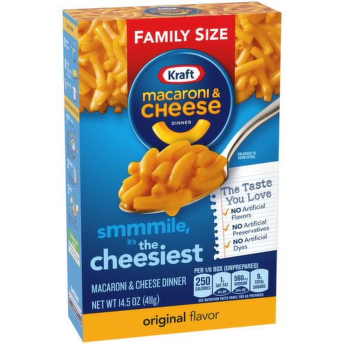 Kraft Original Macaroni & Cheese Dinner Family Size, 14.5 oz Box